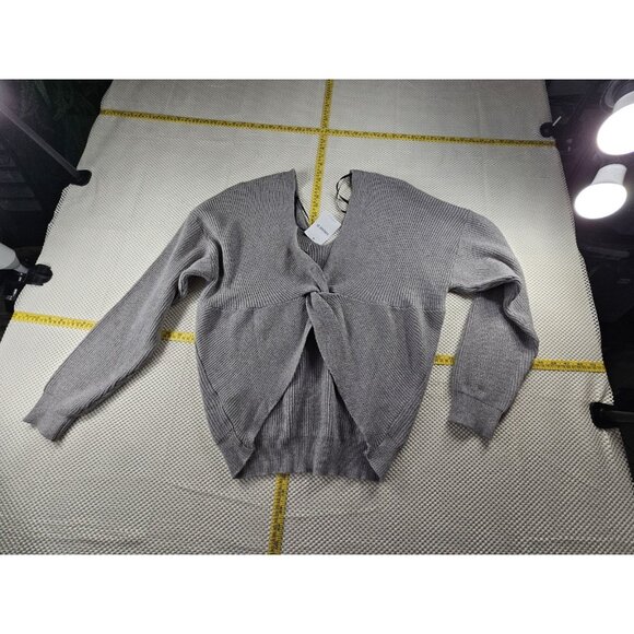 Forever 21 Women's 2X Gray Long Sleeve Twist Front Crop Y2K Cozy Soft - Picture 6 of 14